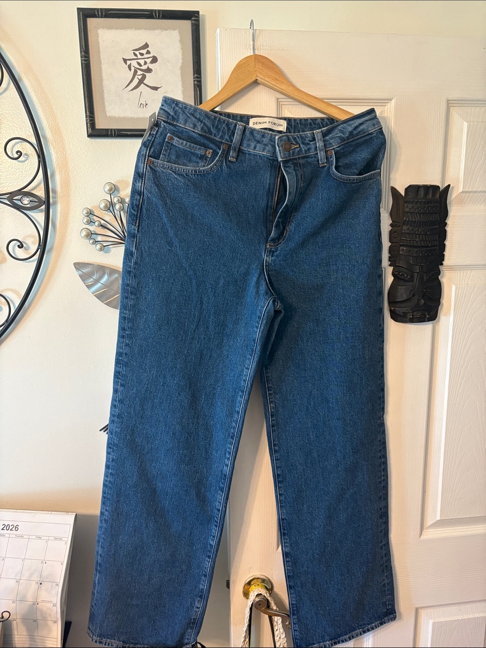 Denim Forum/ Aritzia Classic Straight Leg Jeans in Medium Blue